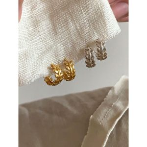 em925純銀┃耳扣式耳環┃麥穗小圈扣