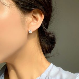 em925純銀┃耳扣式耳環┃方鑽圈扣