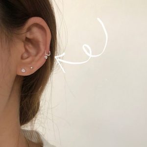 em925純銀┃耳扣式耳環┃仙女小鑽圈扣