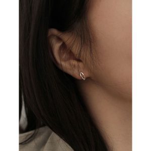 em925純銀┃耳扣式耳環┃Twins小圈扣