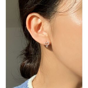 em925純銀┃耳扣式耳環┃點點愛心耳扣