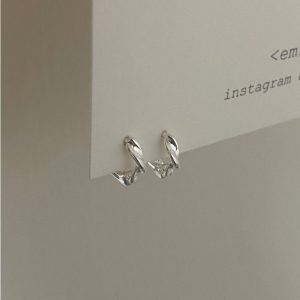 em925純銀┃耳扣式耳環┃迷你素扭圈