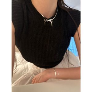 em925純銀┃項鍊┃蛇骨綁帶蝴蝶結項鍊