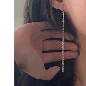 em925純銀┃耳環┃銀珠拼鍊耳環
