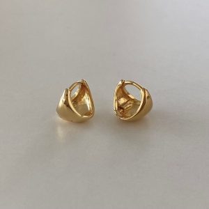 em925純銀┃耳扣式耳環┃胖三角圈扣