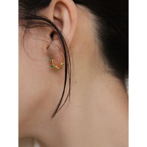 em925純銀┃耳扣式耳環┃點點小爪鑽圈扣