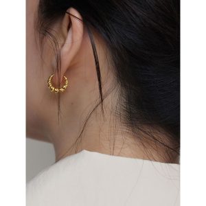 em925純銀┃耳扣式耳環┃經典捲圈扣