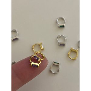 em925純銀┃耳扣式耳環┃mini方鑽耳扣