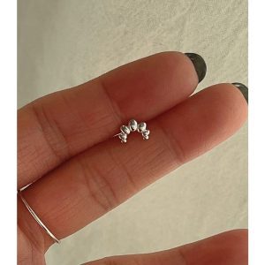 em925純銀┃耳環┃牛角包轉珠 耳環