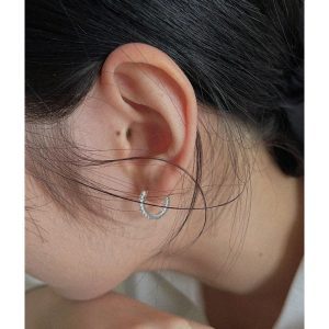 em925純銀┃耳扣式耳環┃滿鑽圈扣
