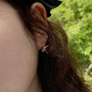 em925純銀┃耳扣式耳環┃螺紋蝴蝶結耳扣