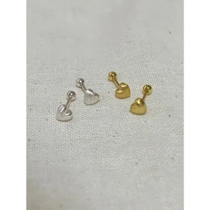 em925純銀┃耳環┃圓潤拉絲愛心轉珠 耳環